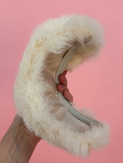 1950's White Fur Headband