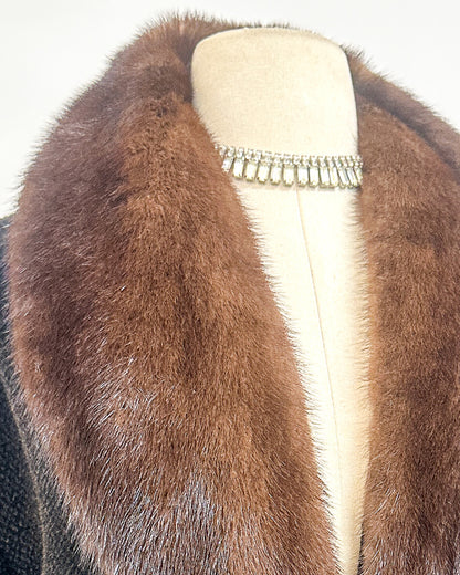 1950s 'The Carnegie Hill' Tweed Coat with Fur Collar