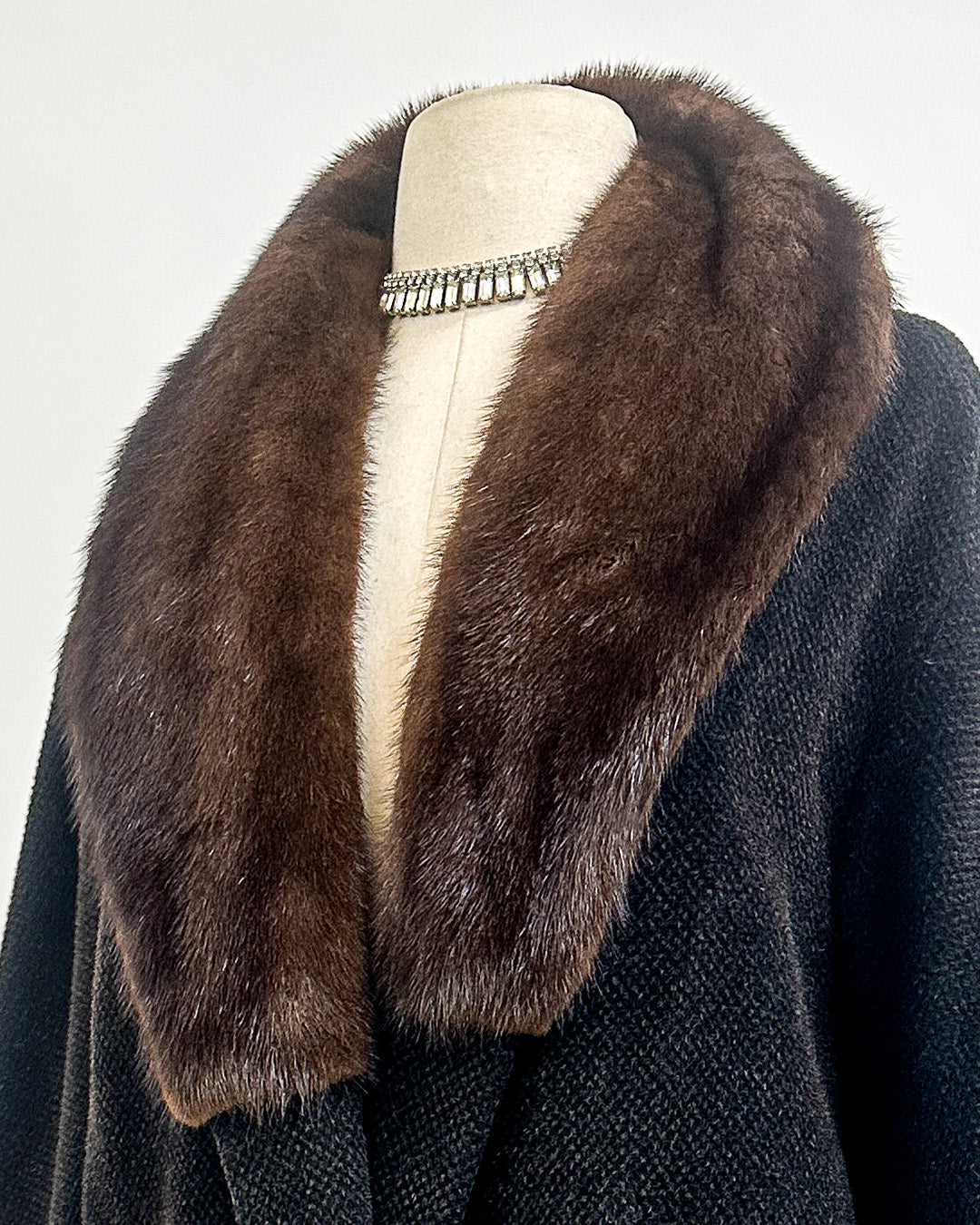 1950s 'The Carnegie Hill' Tweed Coat with Fur Collar