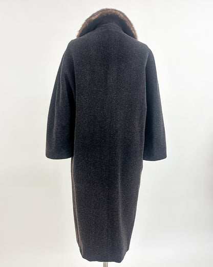 1950s 'The Carnegie Hill' Tweed Coat with Fur Collar