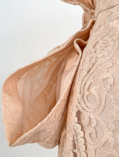1950s Pink Champagne Lace Dress by Suzy Perette / Waist 26