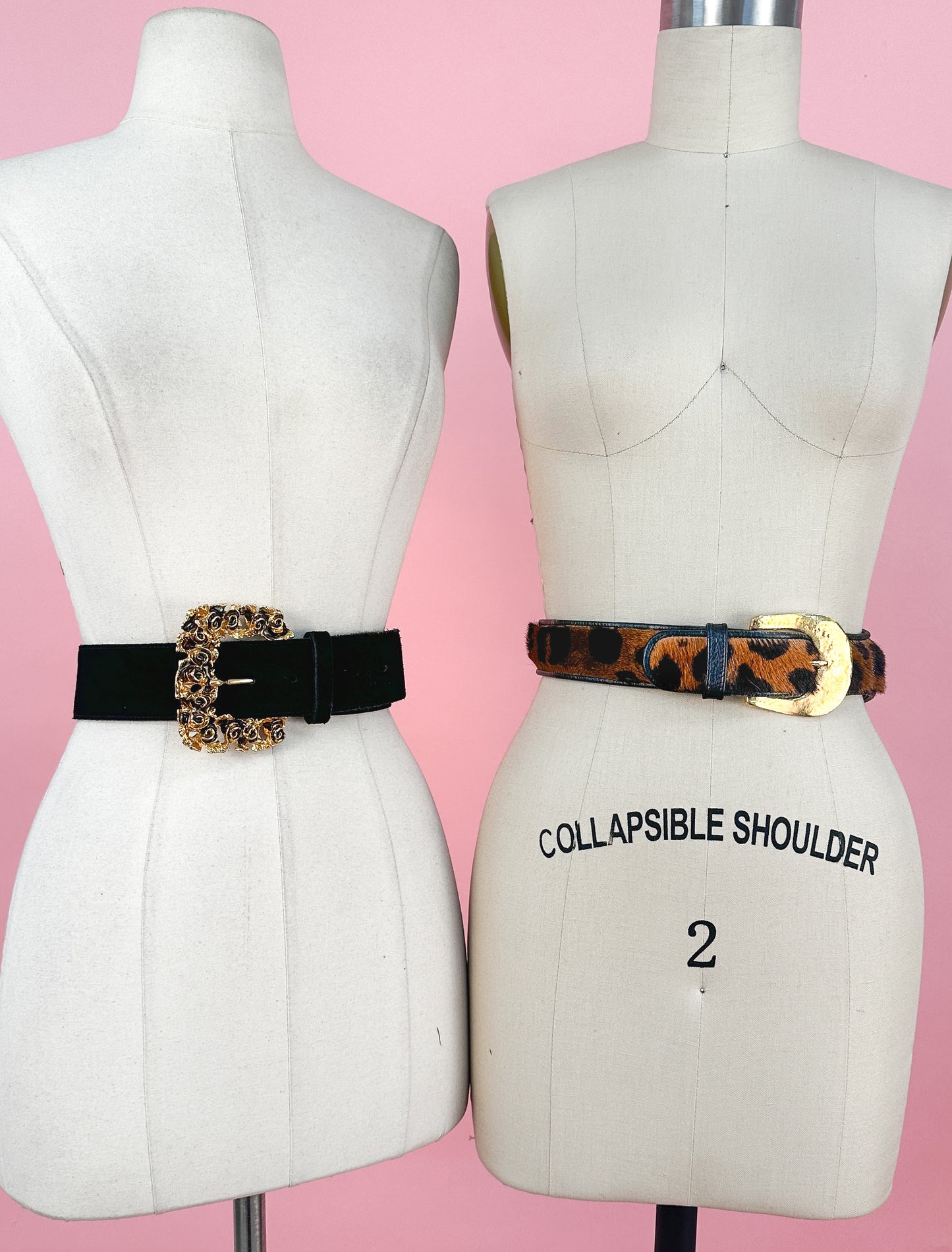 1990s Felted Statement Belt with Rose Buckle / up to a Waist 33"