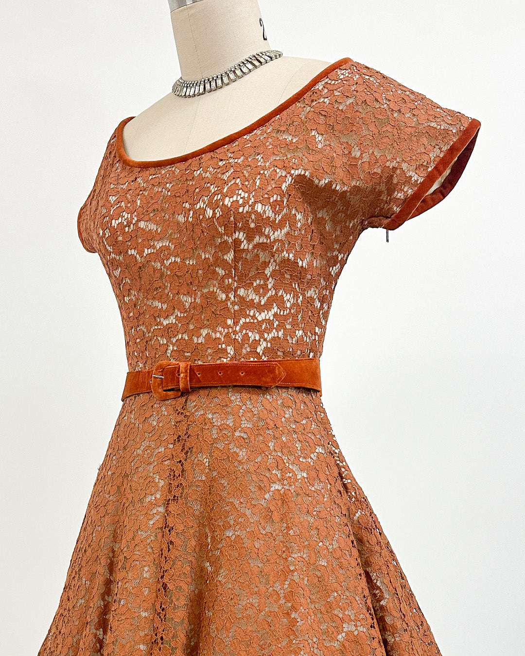 1950s 'The Central Park Glow' Lace Dress