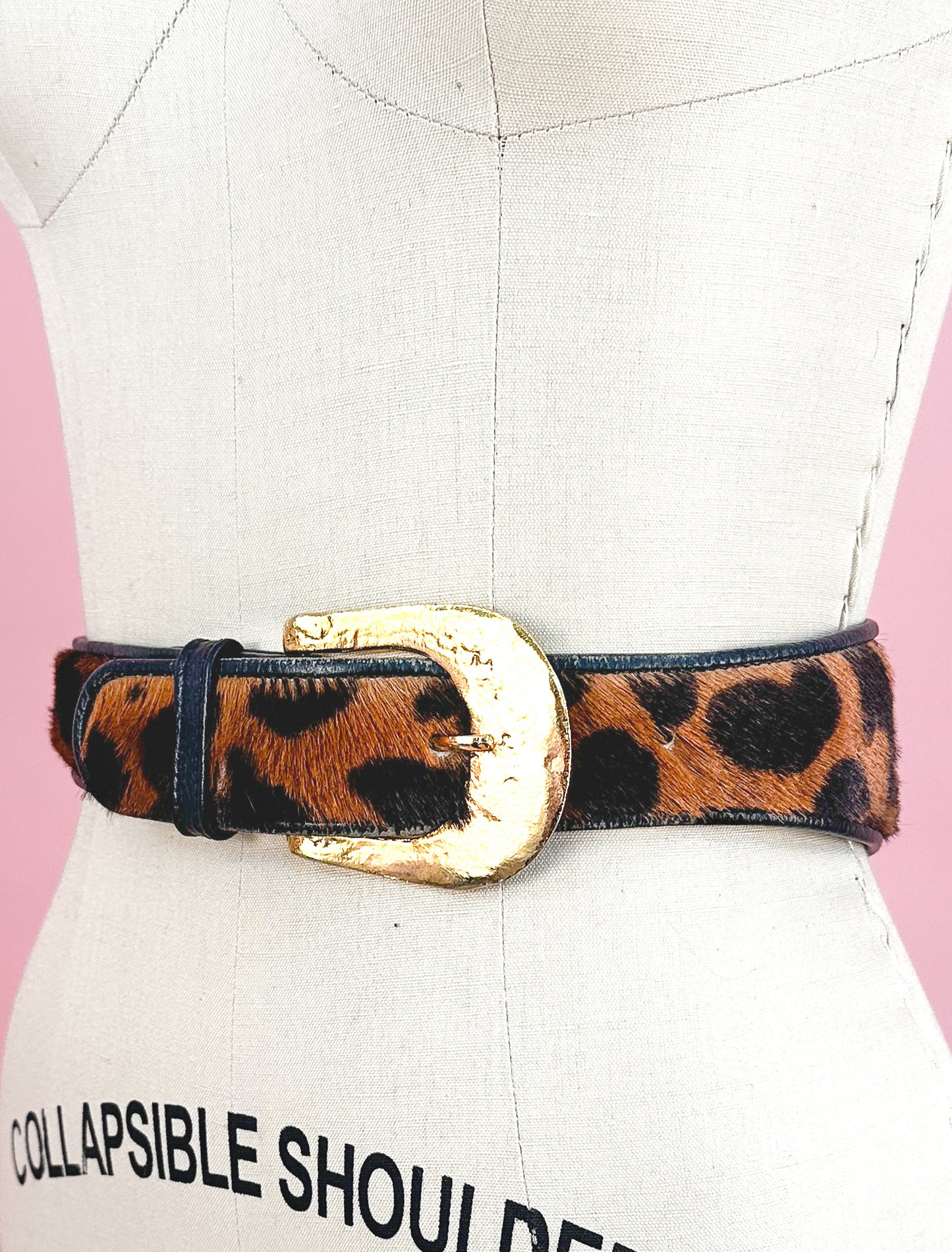 1980s Pony Hair Leopard Print Statement Belt / up to a Waist 29"