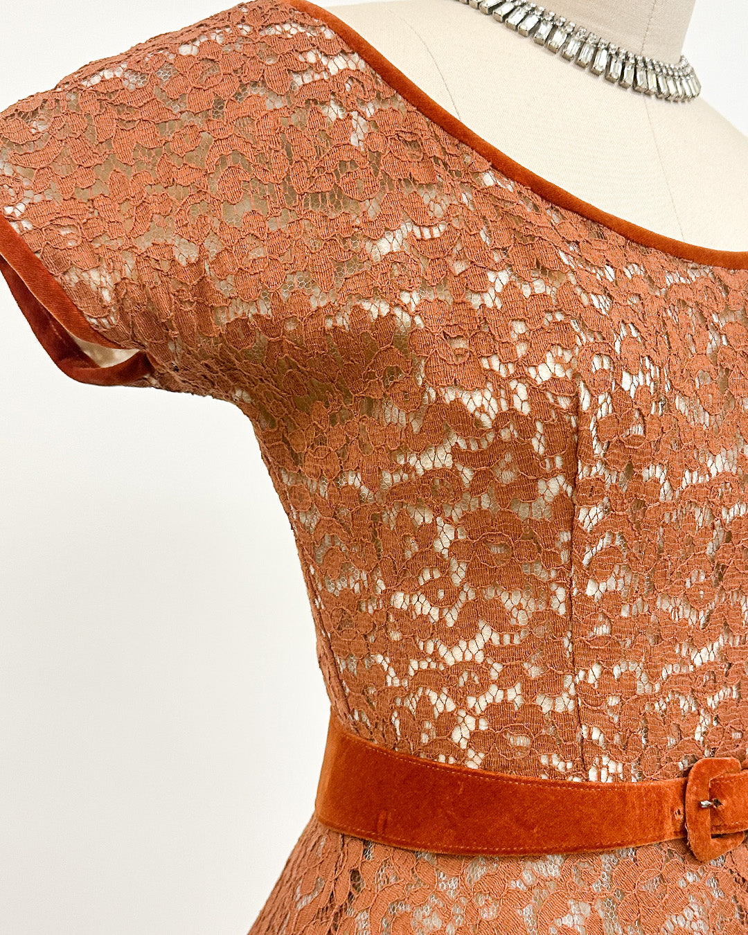 1950s 'The Central Park Glow' Lace Dress