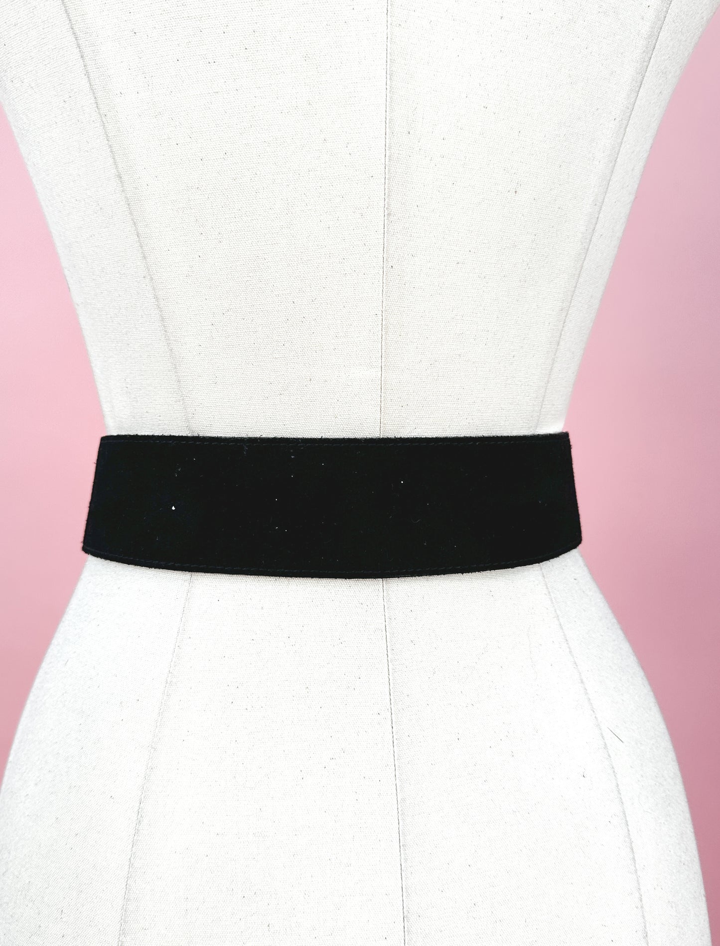 1990s Felted Statement Belt with Rose Buckle / up to a Waist 33"