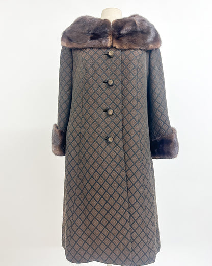 1950s 'The Park Avenue Snowfall' Coat with Fur Collar and Cuff
