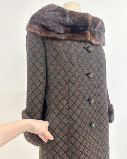 1950s 'The Park Avenue Snowfall' Coat with Fur Collar and Cuff