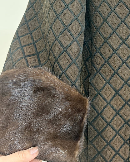 1950s 'The Park Avenue Snowfall' Coat with Fur Collar and Cuff