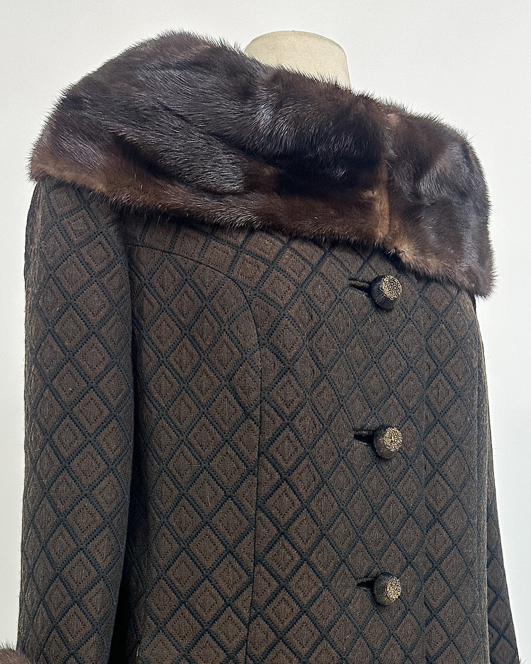 1950s 'The Park Avenue Snowfall' Coat with Fur Collar and Cuff