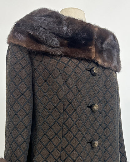 1950s 'The Park Avenue Snowfall' Coat with Fur Collar and Cuff