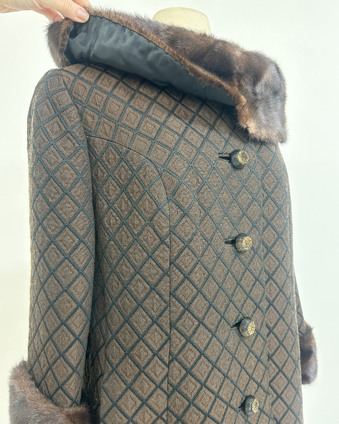 1950s 'The Park Avenue Snowfall' Coat with Fur Collar and Cuff