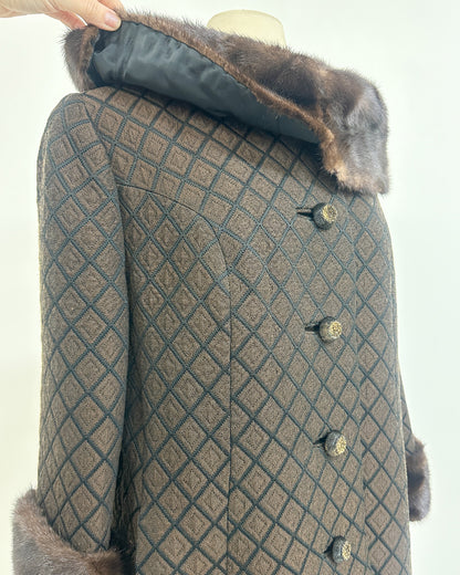 1950s 'The Park Avenue Snowfall' Coat with Fur Collar and Cuff