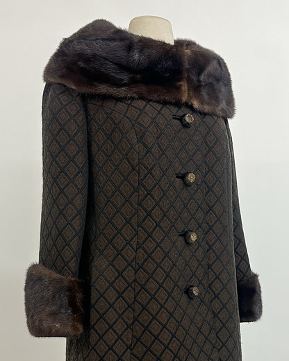 1950s 'The Park Avenue Snowfall' Coat with Fur Collar and Cuff