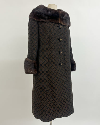 1950s 'The Park Avenue Snowfall' Coat with Fur Collar and Cuff