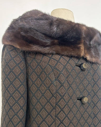 1950s 'The Park Avenue Snowfall' Coat with Fur Collar and Cuff