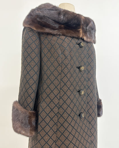 1950s 'The Park Avenue Snowfall' Coat with Fur Collar and Cuff