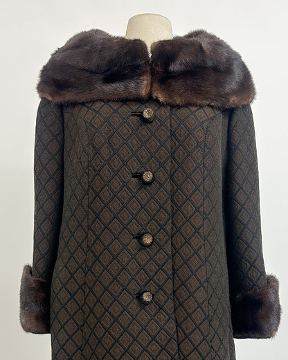 1950s 'The Park Avenue Snowfall' Coat with Fur Collar and Cuff