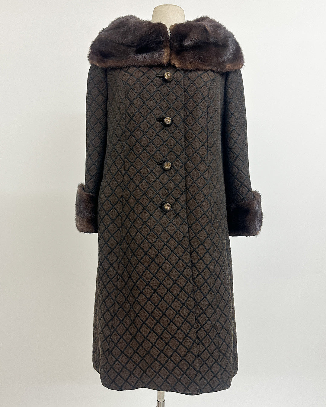 1950s 'The Park Avenue Snowfall' Coat with Fur Collar and Cuff