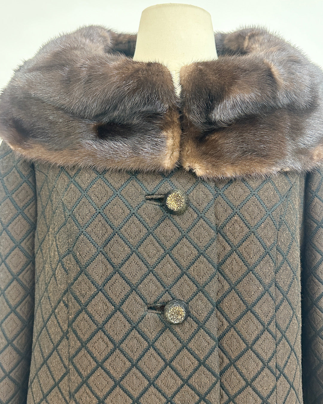 1950s 'The Park Avenue Snowfall' Coat with Fur Collar and Cuff
