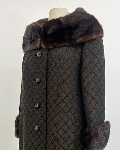 1950s 'The Park Avenue Snowfall' Coat with Fur Collar and Cuff