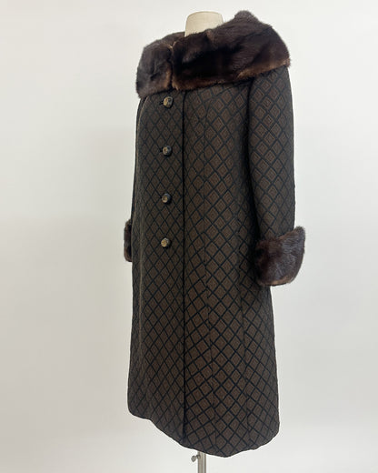 1950s 'The Park Avenue Snowfall' Coat with Fur Collar and Cuff