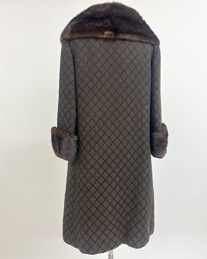 1950s 'The Park Avenue Snowfall' Coat with Fur Collar and Cuff