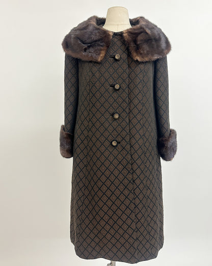 1950s 'The Park Avenue Snowfall' Coat with Fur Collar and Cuff
