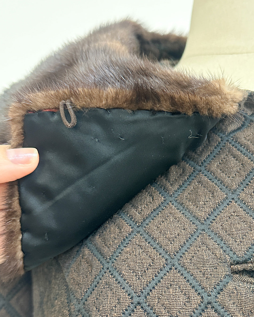 1950s 'The Park Avenue Snowfall' Coat with Fur Collar and Cuff