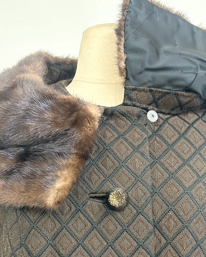 1950s 'The Park Avenue Snowfall' Coat with Fur Collar and Cuff