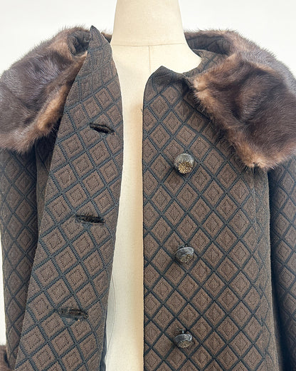 1950s 'The Park Avenue Snowfall' Coat with Fur Collar and Cuff