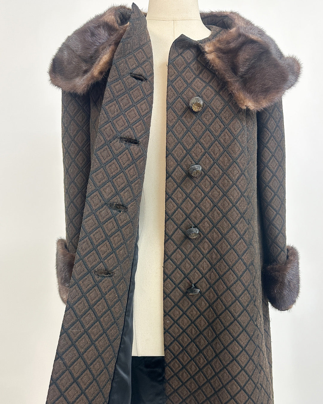 1950s 'The Park Avenue Snowfall' Coat with Fur Collar and Cuff