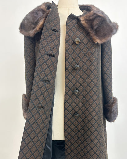 1950s 'The Park Avenue Snowfall' Coat with Fur Collar and Cuff