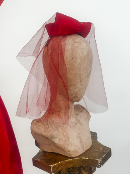 1960s Red Veil with Bow