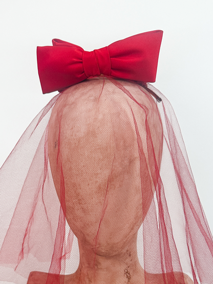 1960s Red Veil with Bow