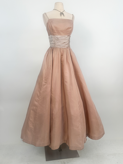 1950s Blush Pink Ballgown / Waist 30