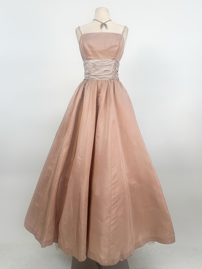 1950s Blush Pink Ballgown / Waist 30