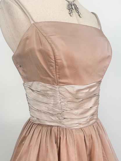 1950s Blush Pink Ballgown / Waist 30