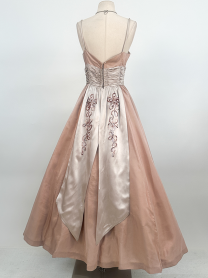 1950s Blush Pink Ballgown / Waist 30