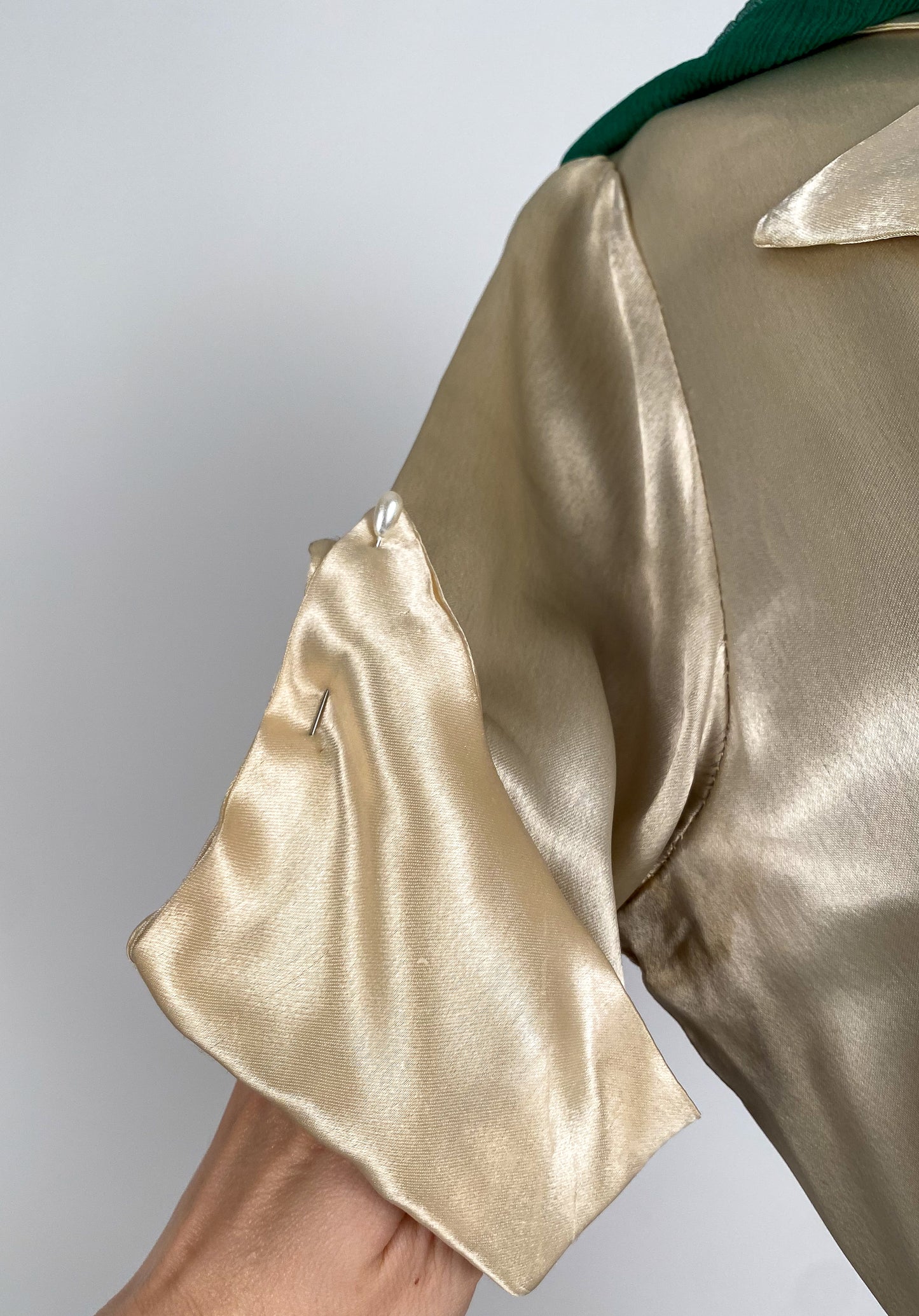 1930s Pleated Silk Satin Gown / Waist 28