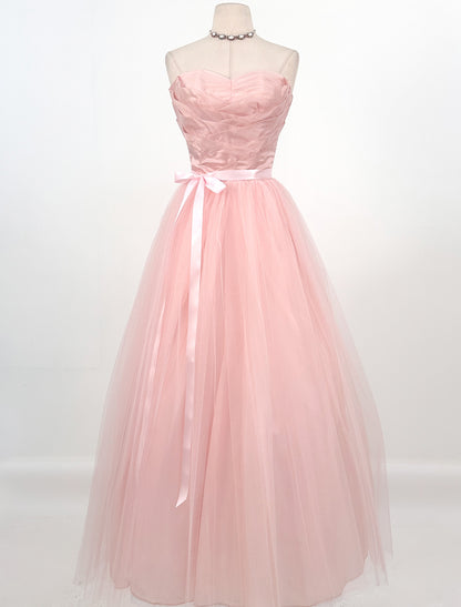 1950s Pretty in Pink Tulle and Organza Ballgown /Waist 26