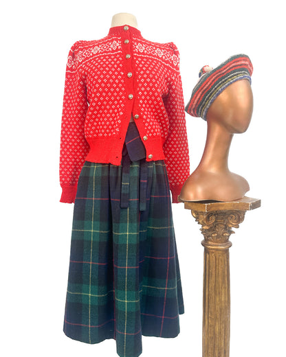 1980s 'Chalet Check' High-Waisted Plaid Skirt