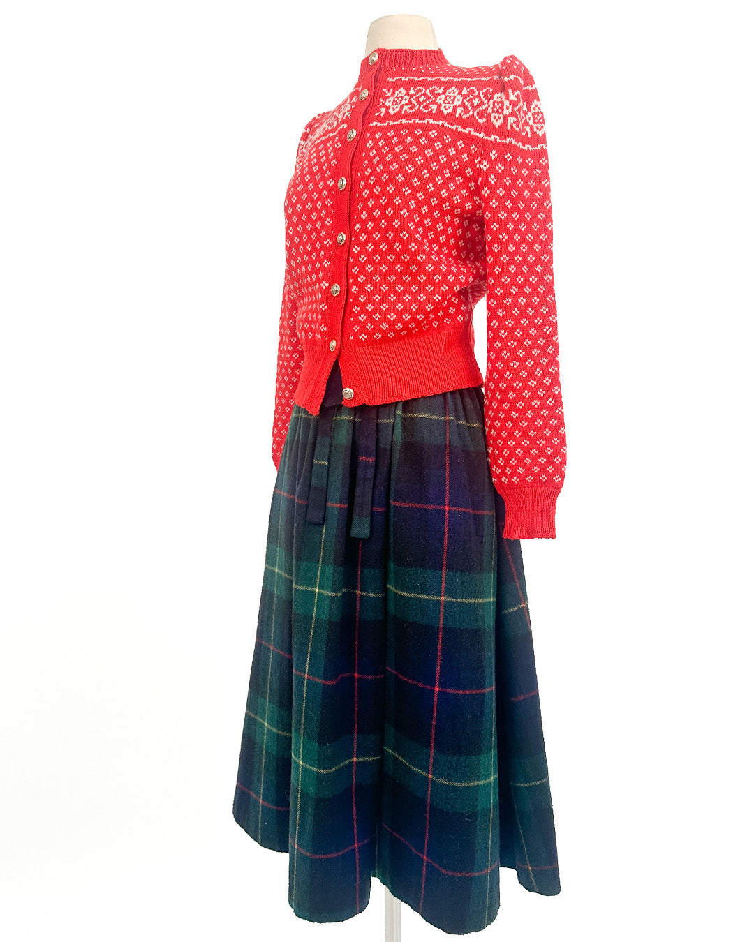 1980s 'Chalet Check' High-Waisted Plaid Skirt