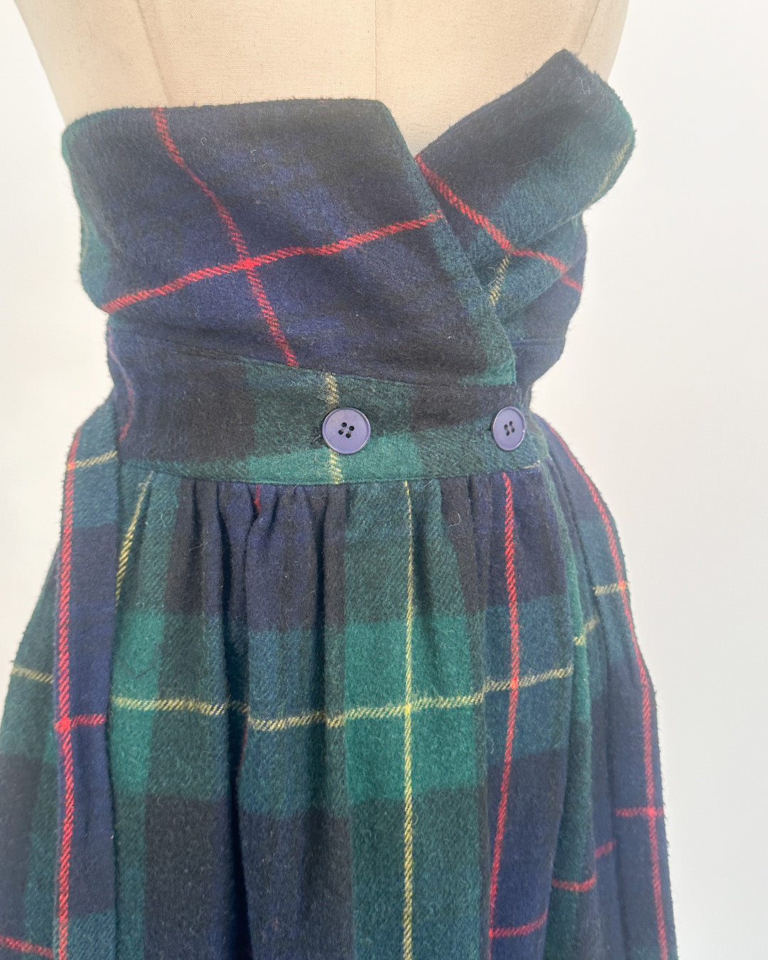 1980s 'Chalet Check' High-Waisted Plaid Skirt