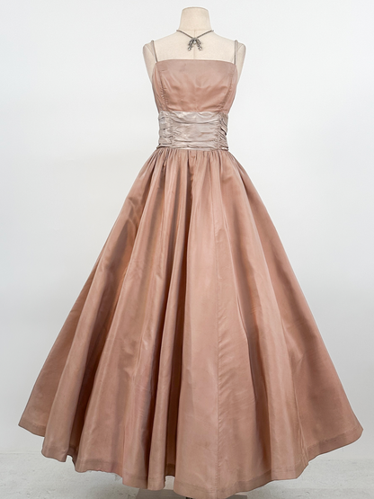 1950s Blush Pink Ballgown / Waist 30