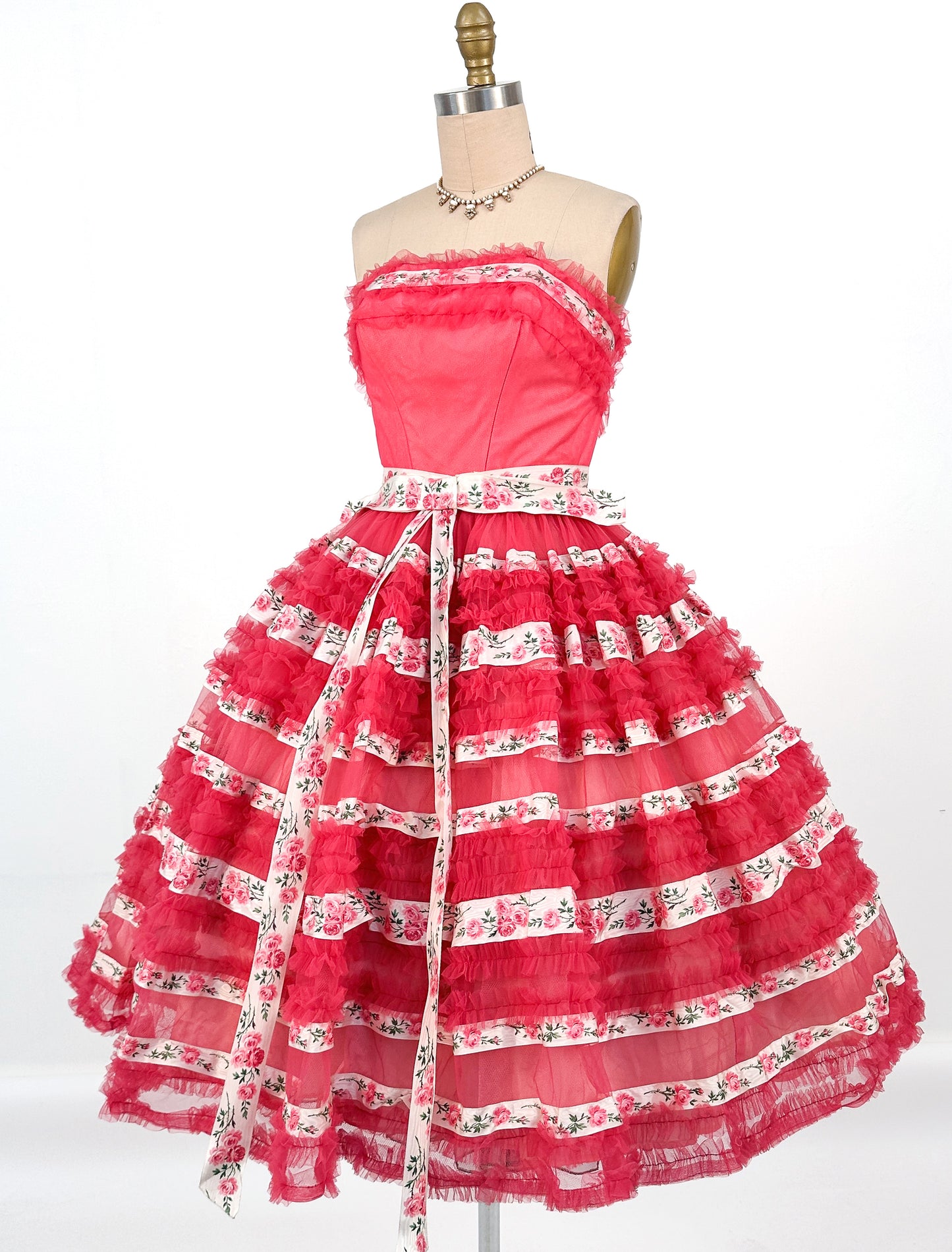 1950s The Ultimate Romantic Party Dress by Emma Domb / Waist 24