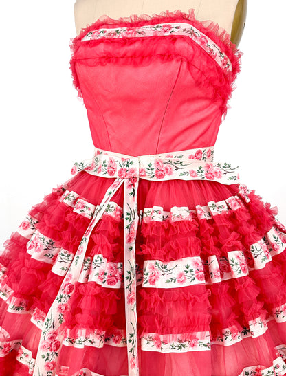 1950s The Ultimate Romantic Party Dress by Emma Domb / Waist 24