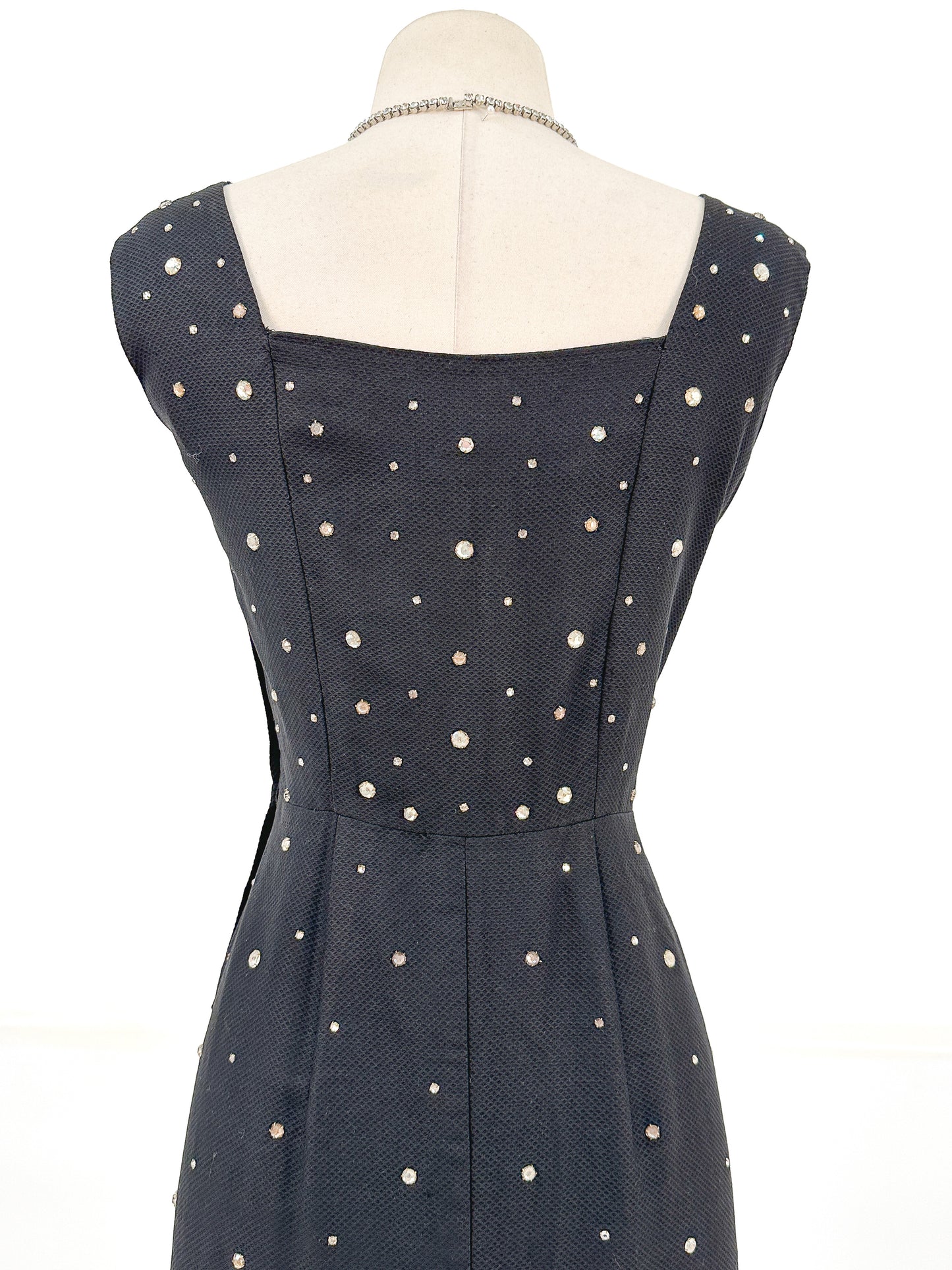 1950s Sparkling Rhinestone Wiggle Dress / Waist 30