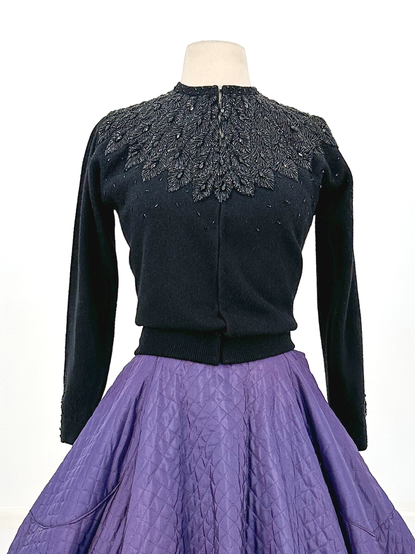 1950s Beaded Angora Cardigan / Bust 36