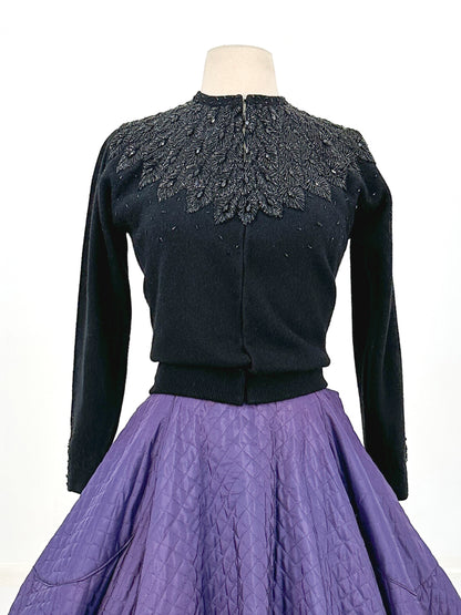 1950s Beaded Angora Cardigan / Bust 36